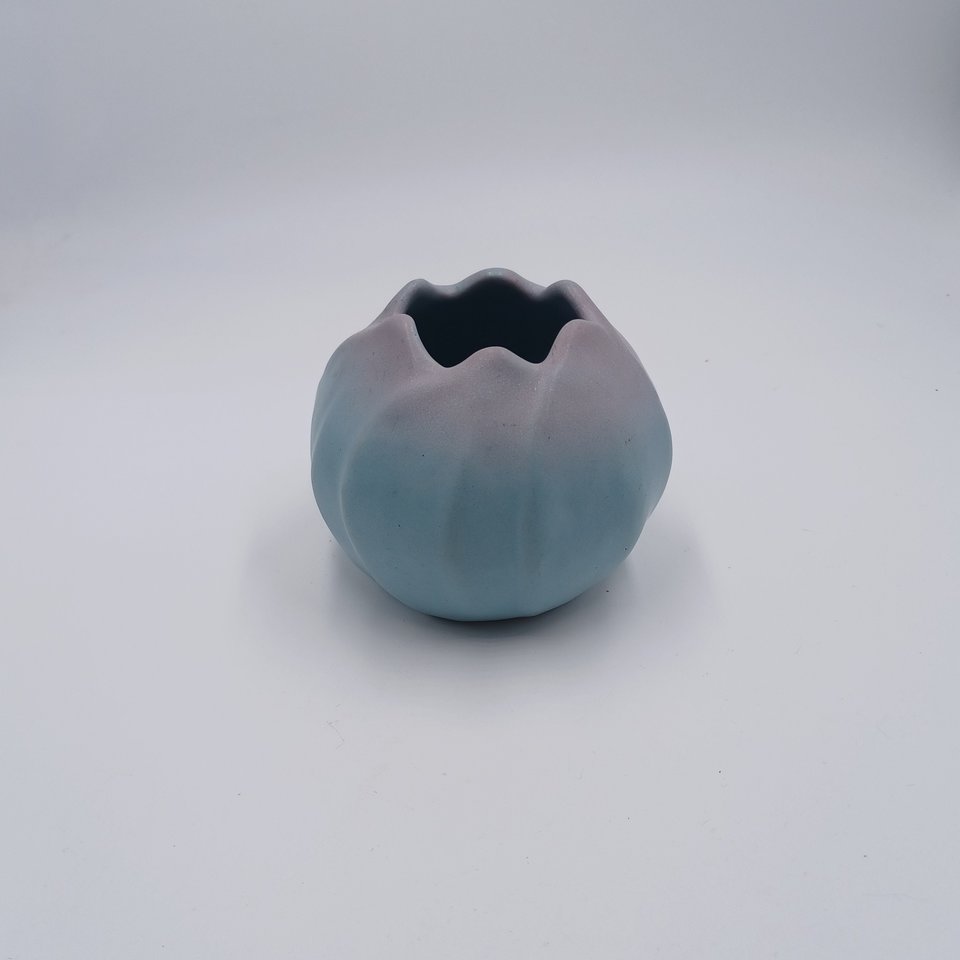 1950's Rosemeade Matte Blue Tulip Pottery Vase