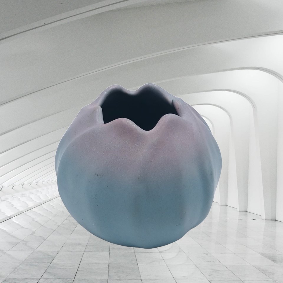 1950's Rosemeade Matte Blue Tulip Pottery Vase