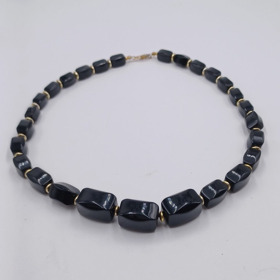 Collection of Vintage Black Costume Jewelry- 7 items, Jewelry Lot