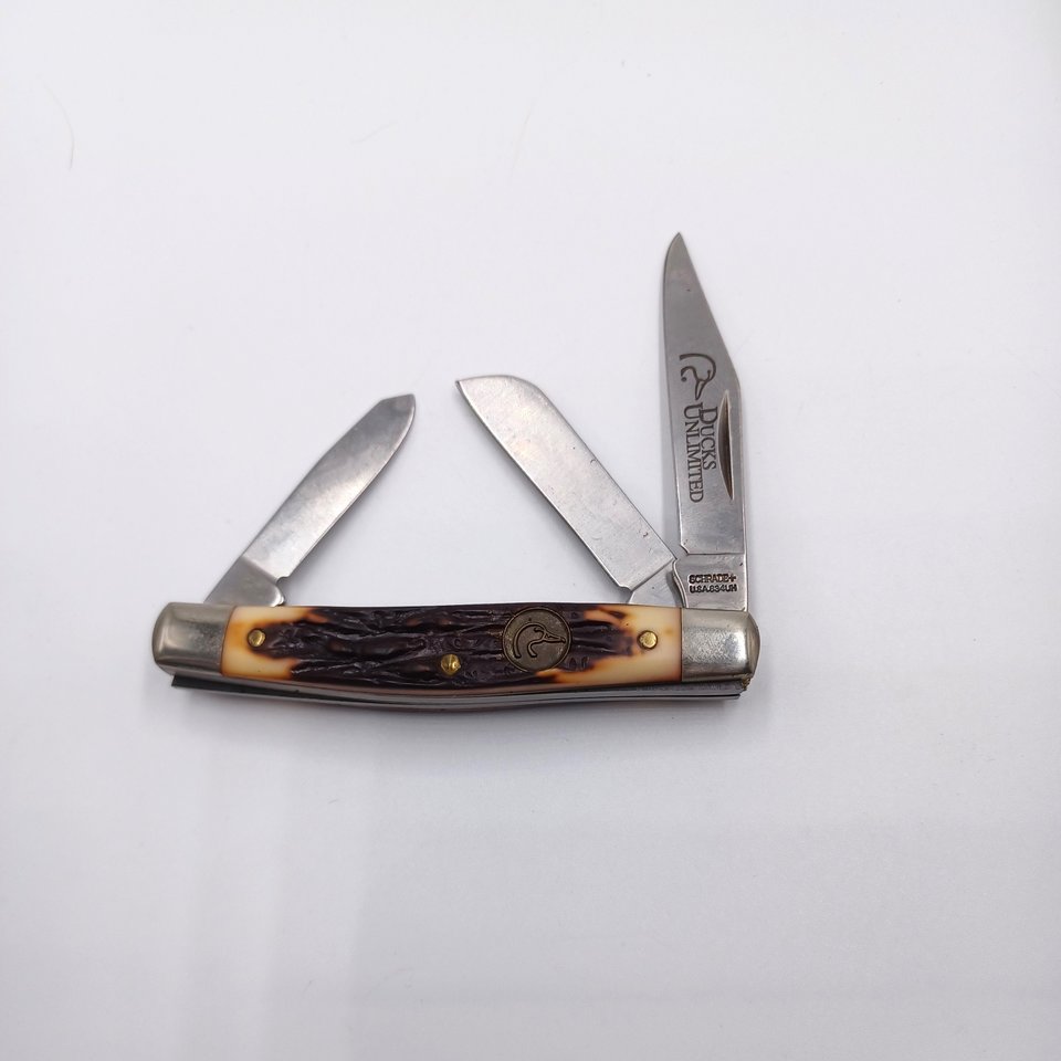 Schrade USA Uncle Henry for Ducks Unlimited- 2 Knife Set with Leather Sheath, NIB