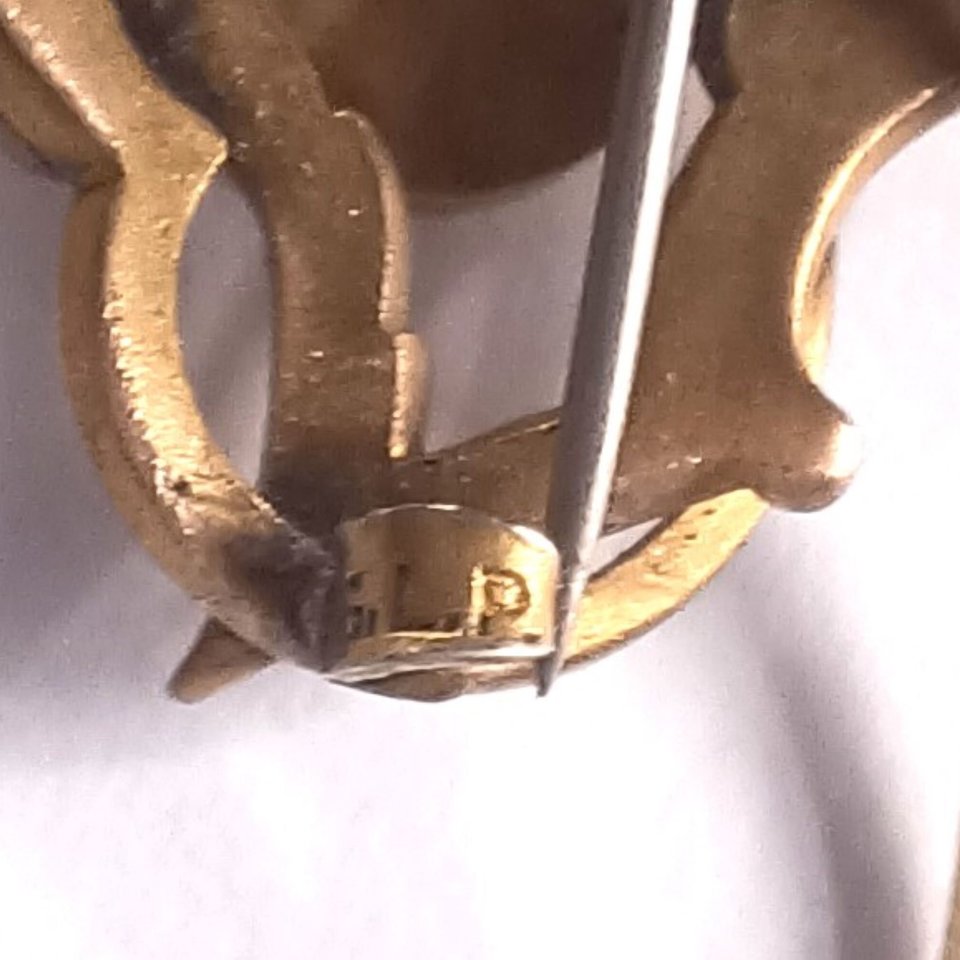 Antique Victorian G.L.P (George L Paine) Gold Plated Pendant/Brooch with a Vermeil Danecraft Square Snake Chain Necklace