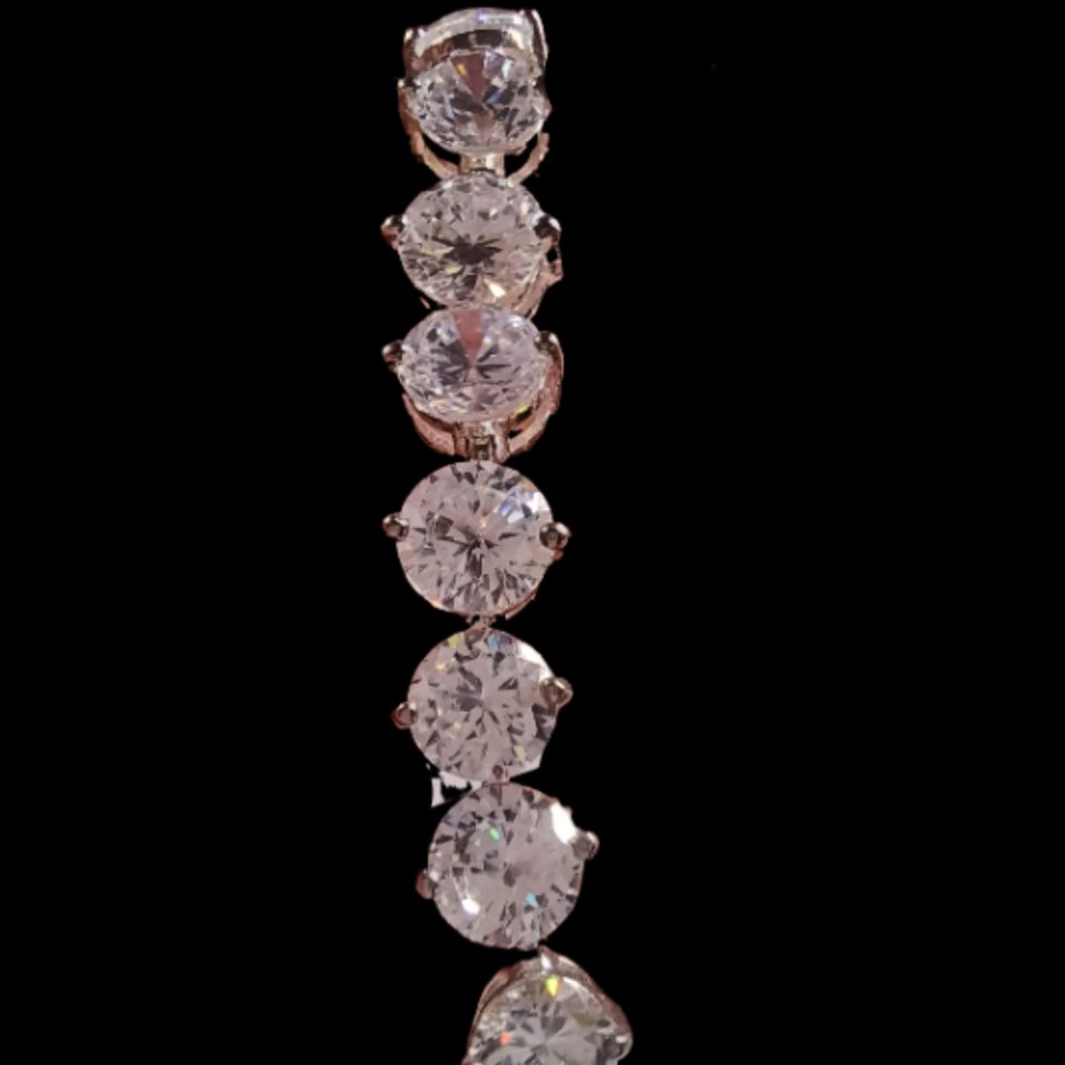 Sterling Silver and Large Cubic Zirconia Sparkly Tennis Bracelet, Gift for her, Faux Diamonds