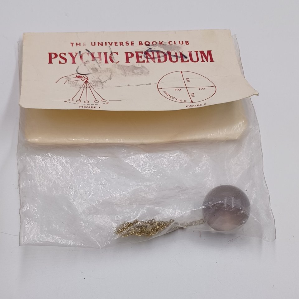 Psychic Pendulum -Vintage in Package Glass on Chain Pendulum Plus  an Extra Cobalt