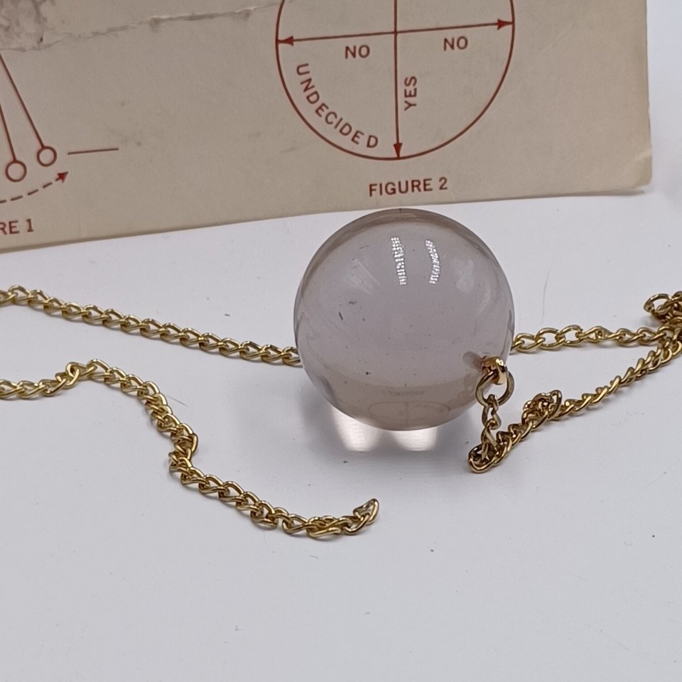 Psychic Pendulum -Vintage in Package Glass on Chain Pendulum Plus  an Extra Cobalt