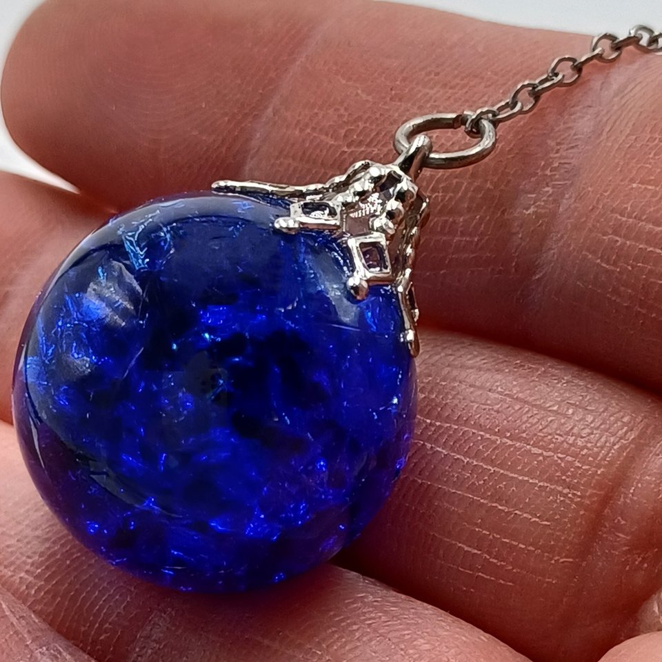 Psychic Pendulum -Vintage in Package Glass on Chain Pendulum Plus  an Extra Cobalt