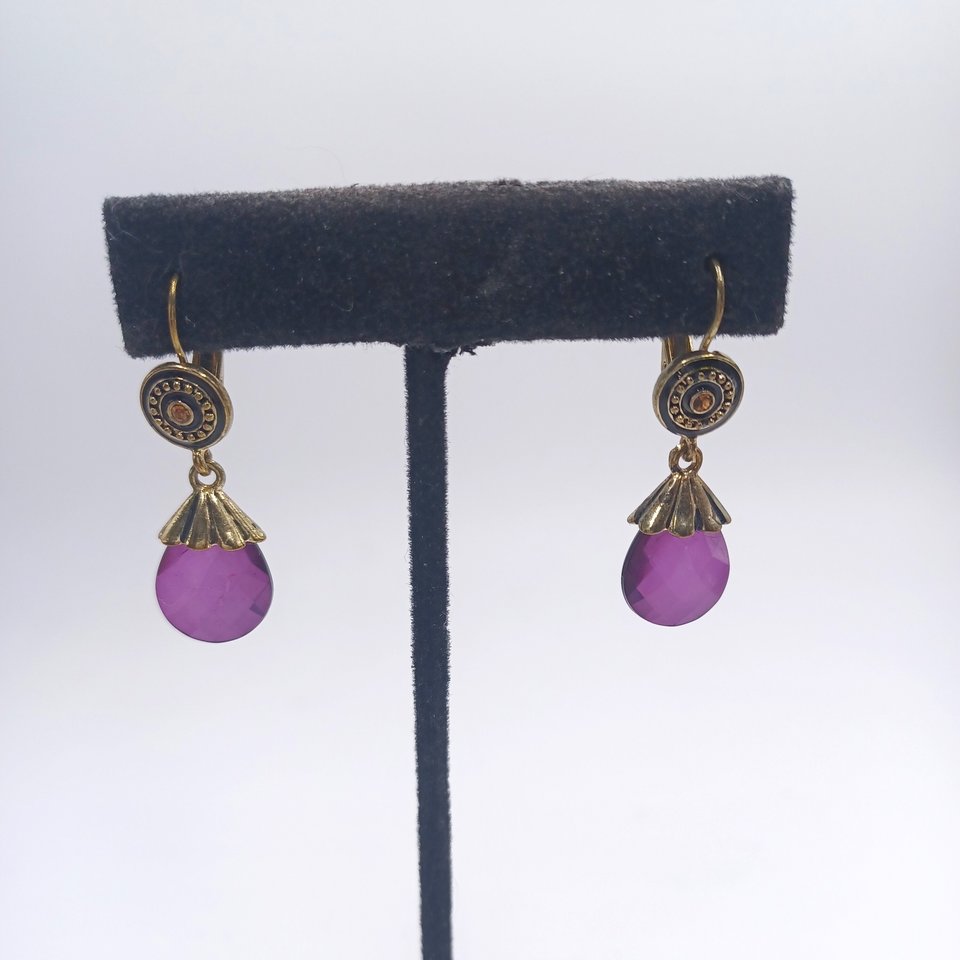 Avon Purple Briolette Drop Necklace and Earrings Jewelry Set in Box