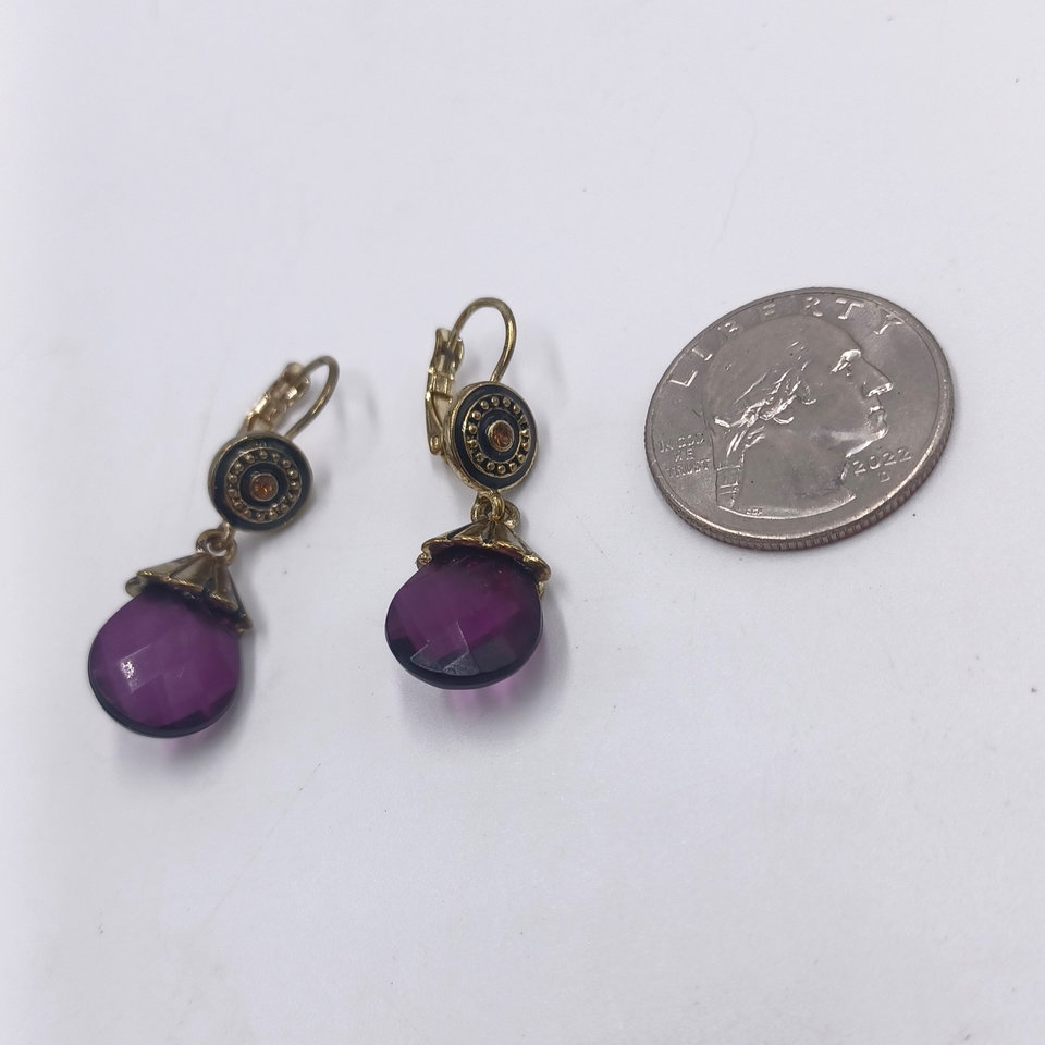 Avon Purple Briolette Drop Necklace and Earrings Jewelry Set in Box