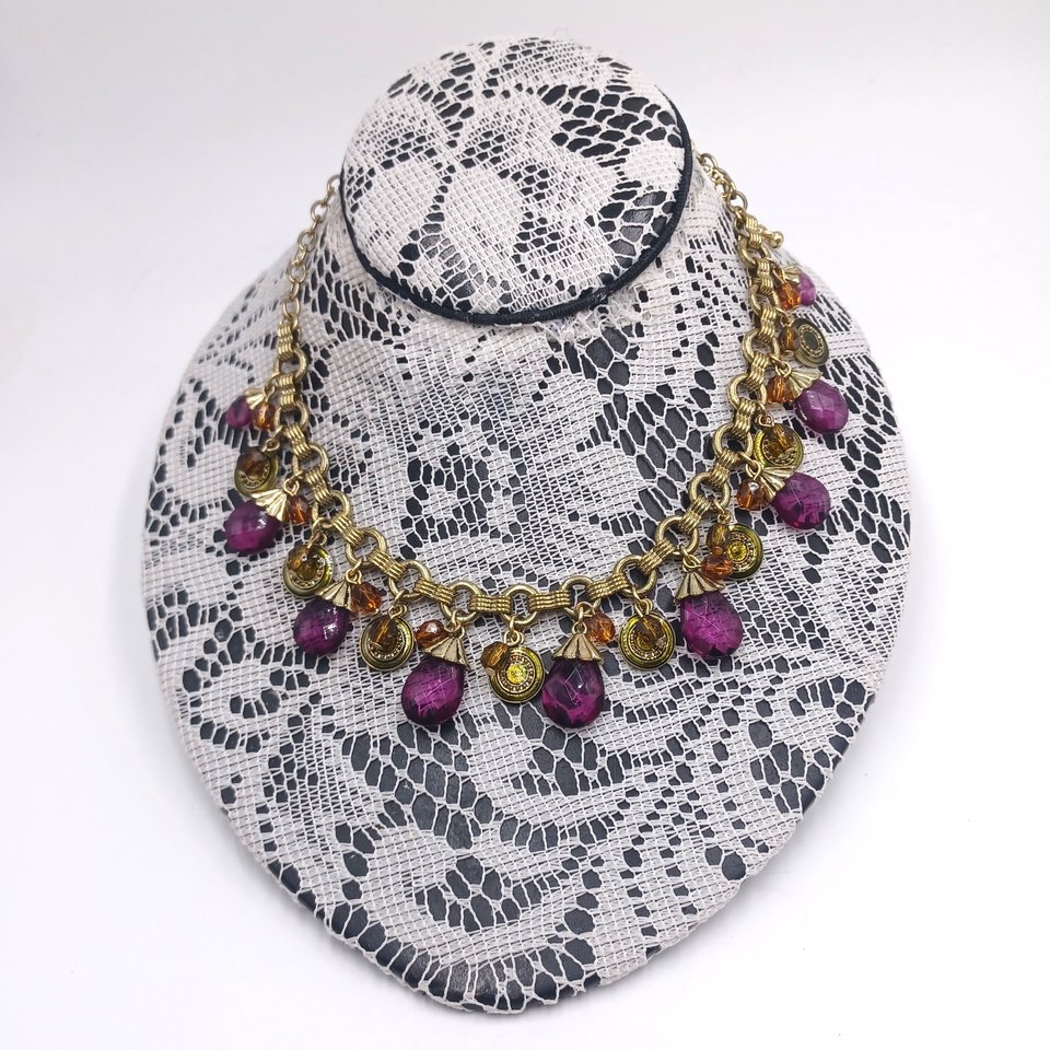 Avon Purple Briolette Drop Necklace and Earrings Jewelry Set in Box