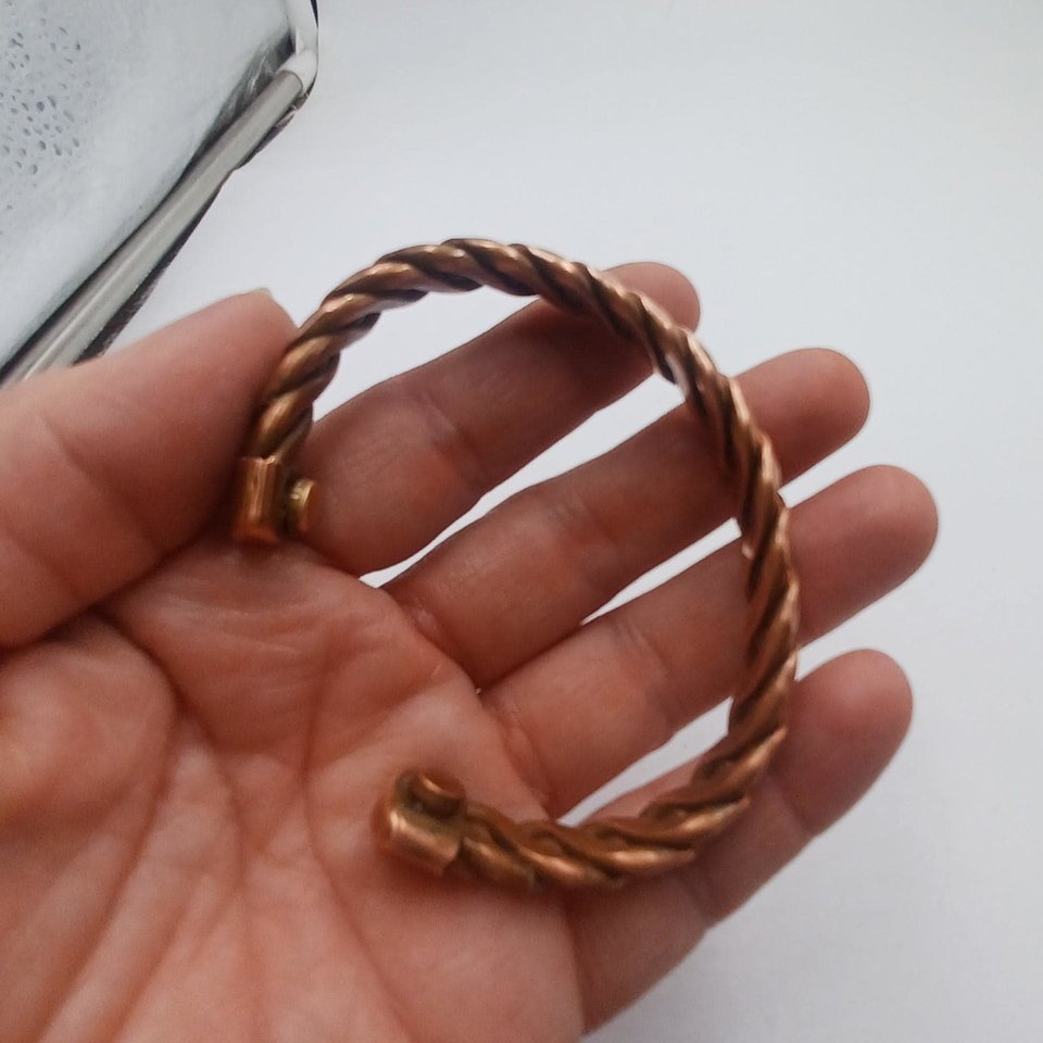 Mens Heavy Solid Copper Open Cuff Twisted Wire Bracelet, Natural Bracelet