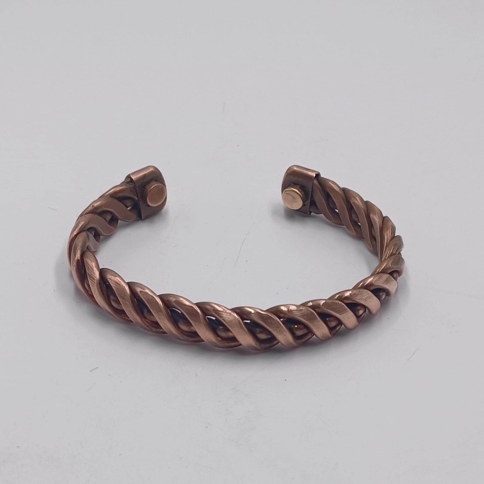 Mens Heavy Solid Copper Open Cuff Twisted Wire Bracelet, Natural Bracelet