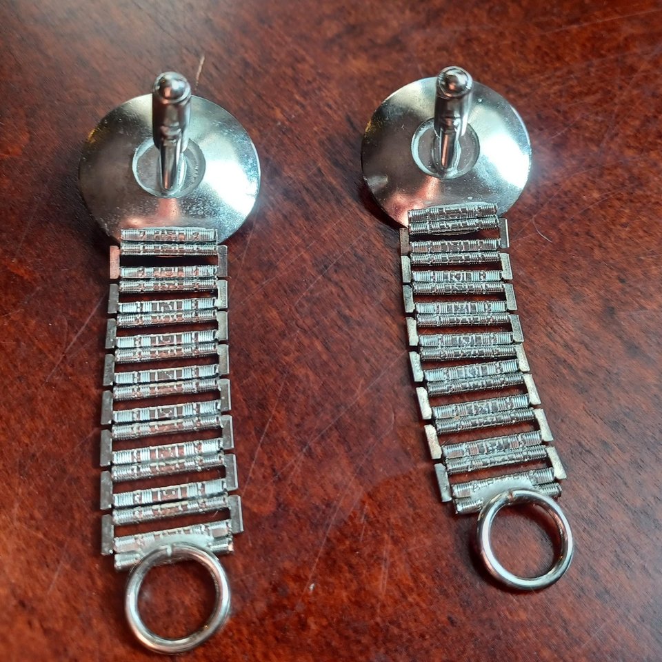 Silver Tone and Blue Stone Wrap Around Southwestern Mens Cufflinks