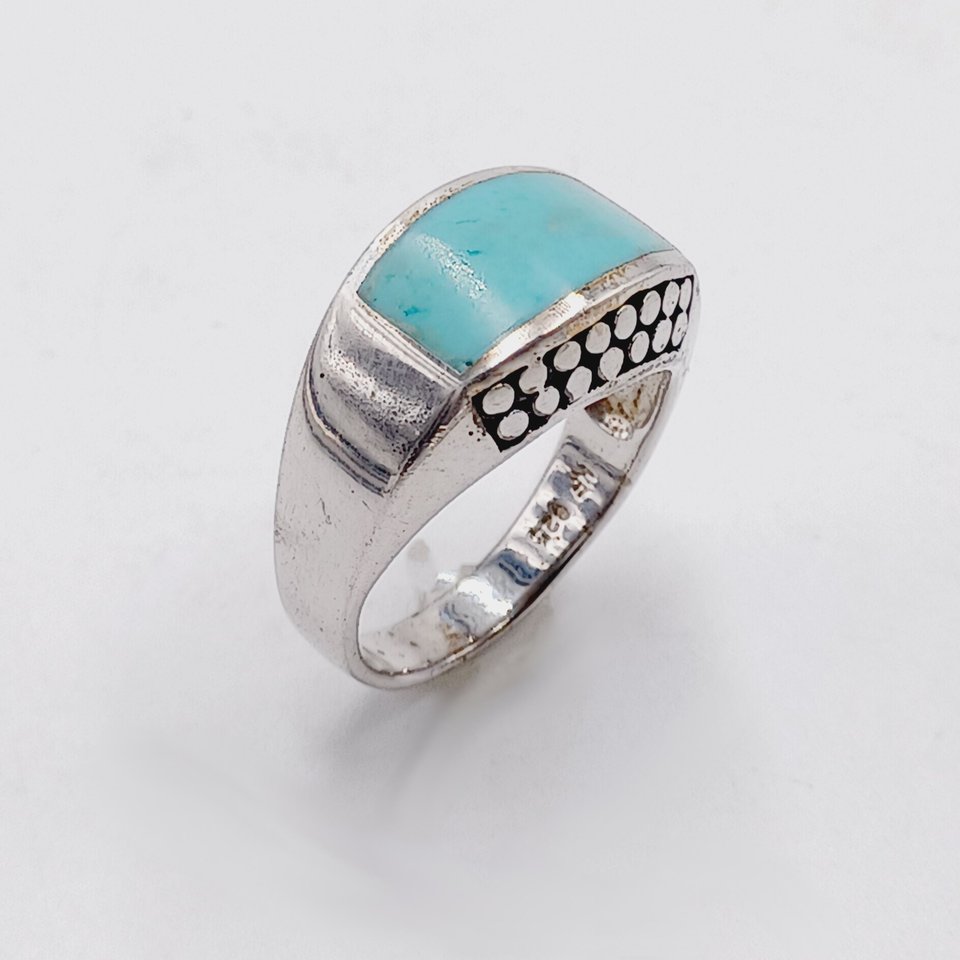 Sterling Silver Southwestern Light Blue Turquoise Ring, Size 9, Gift for Her