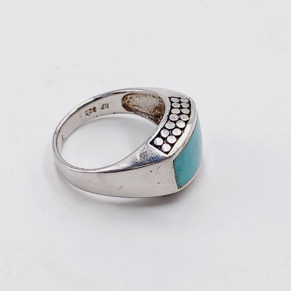 Sterling Silver Southwestern Light Blue Turquoise Ring, Size 9, Gift for Her