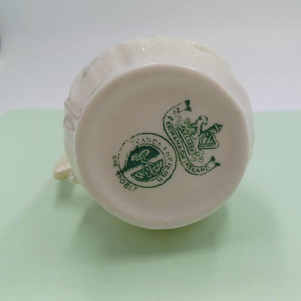 Belleek Lily Pattern Creamer and Sugar Set, Green Mark 1946-1955