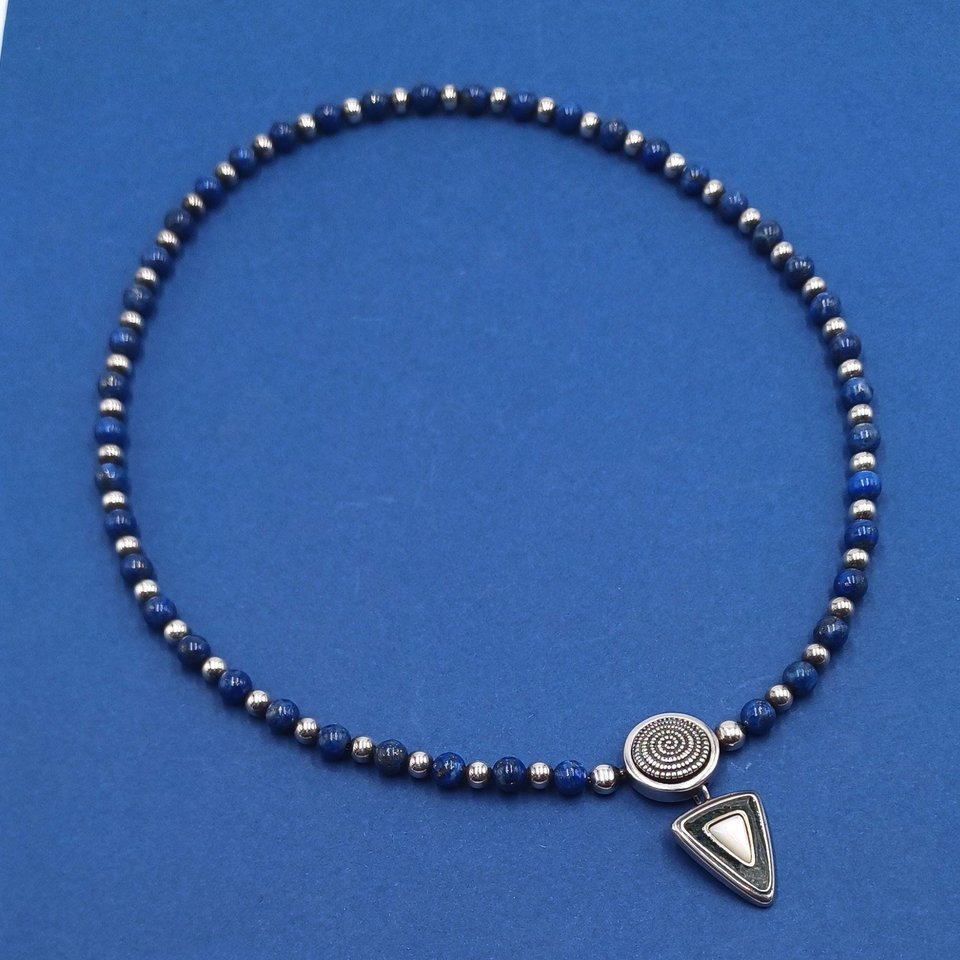 Carolyn Pollack, Relios, Corazon Sterling and Lapis Beaded Necklace with Pendant