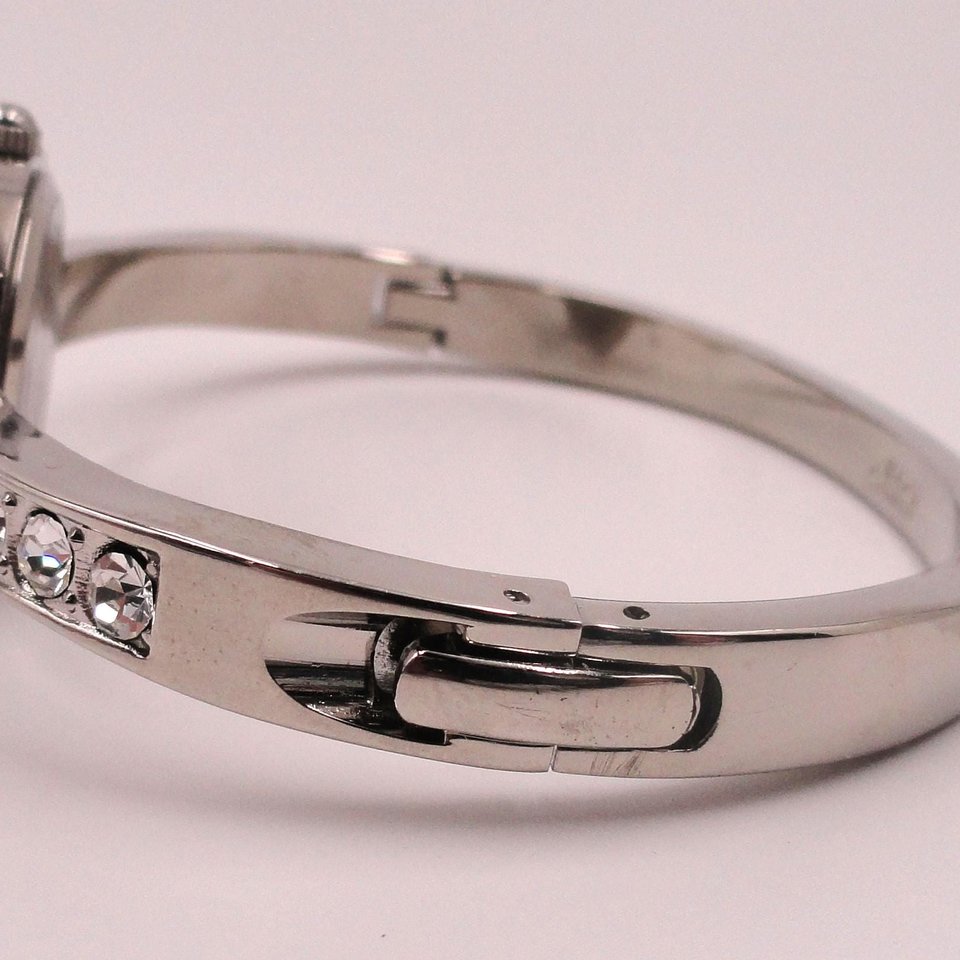 Silver Tone Rhinestone Ladies Bracelet Quartz Watch