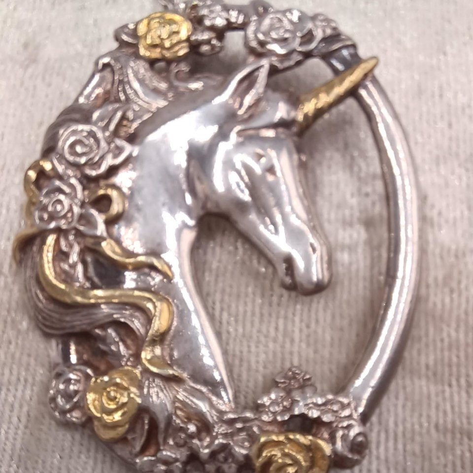 Vintage Gorham Sterling Unicorn Pendant and Chain Necklace -