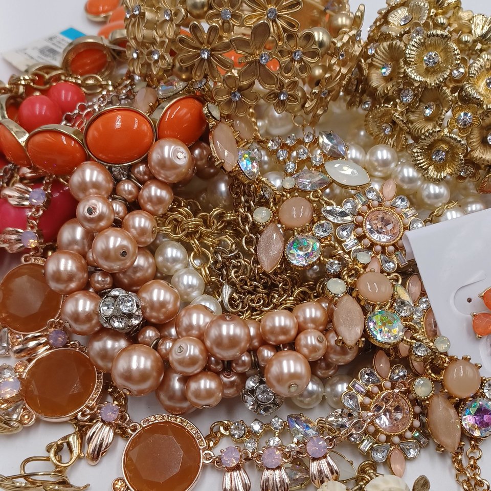 HUGE Vintage Girly Girl Jewelry Lot, All Wearable, 28 Pieces, with Extras Over 2 lbs.