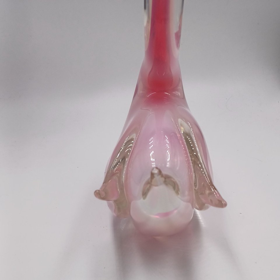 Murano Style Hand Blown Art Glass Swan, Large Vintage Glass Decor