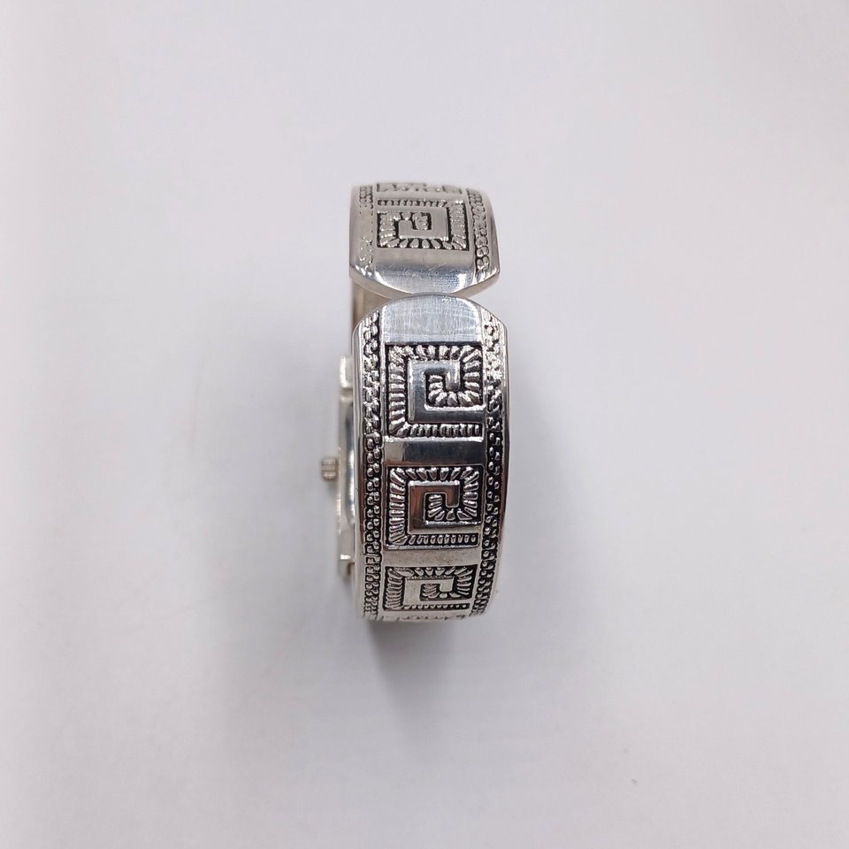 Silver Tone Geneva Platinum Ladies Southwest Design Clamper Bracelet Watch