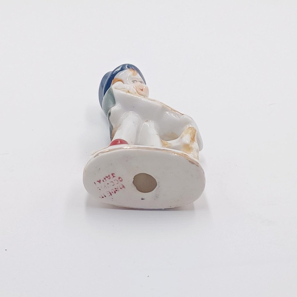 Vintage Occupied Japan Porcelain Boy in Top Hat Playing Guitar Figurine