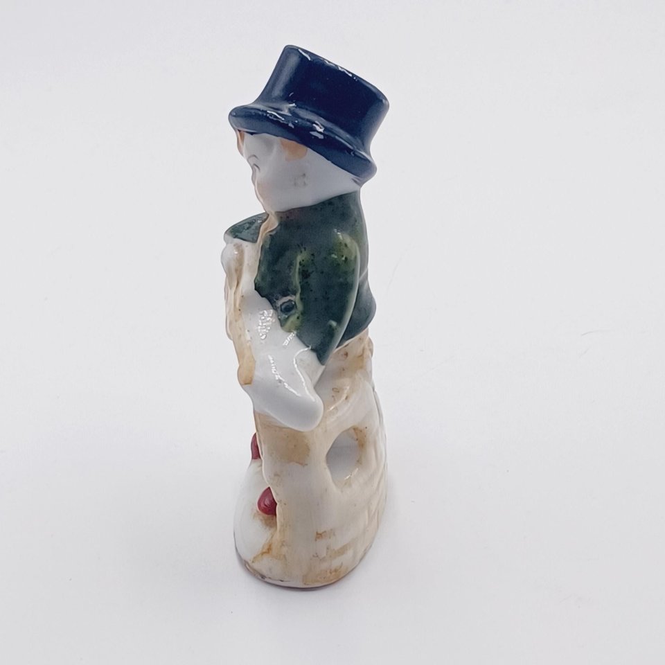 Vintage Occupied Japan Porcelain Boy in Top Hat Playing Guitar Figurine