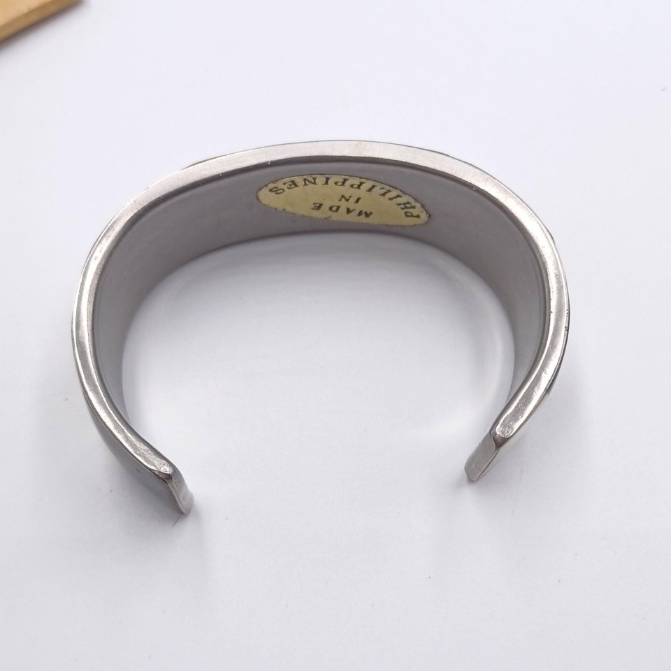 Mother of Pearl  Black and White Open Cuff Bracelet