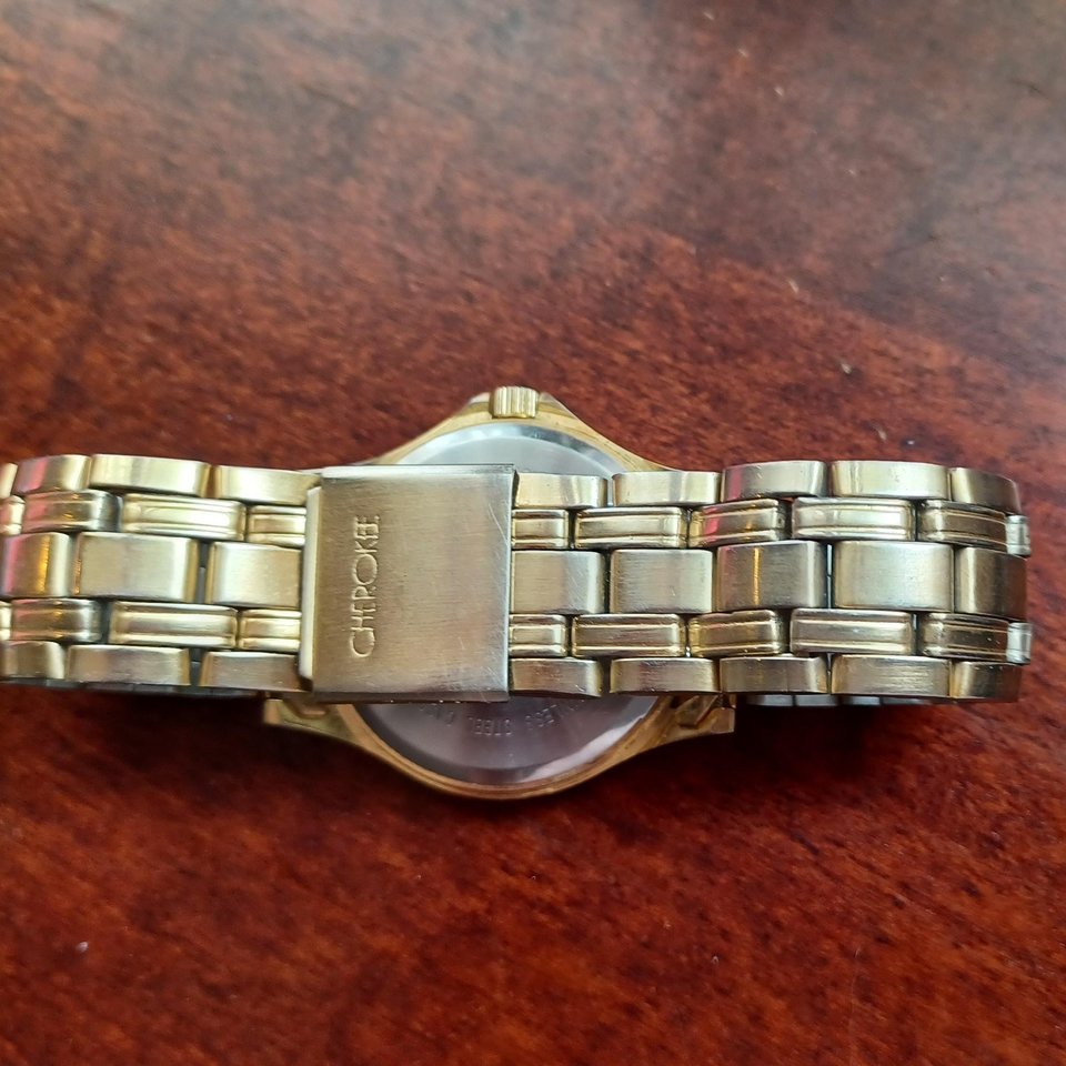 Cherokee Gold Tone and Black Quartz Wrist Watch- New Battery