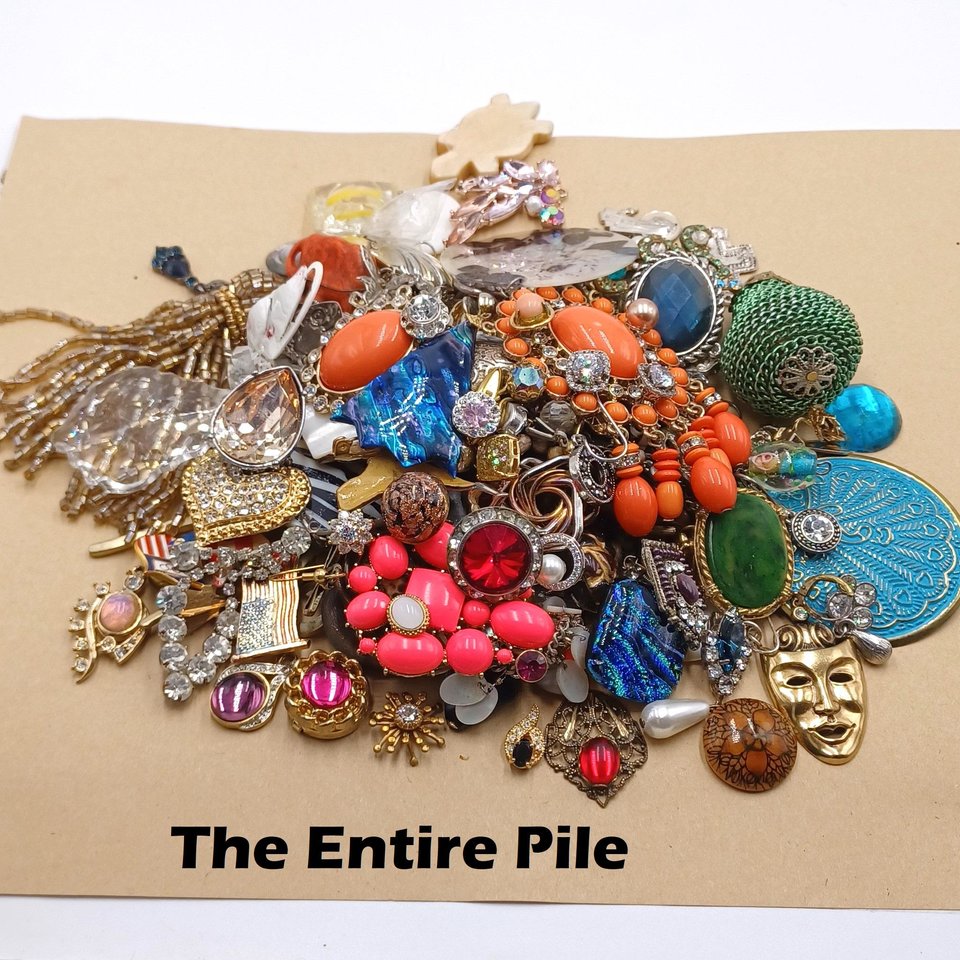HUGE Assemblage Bits and Pieces Lot- ONLY the Good Stuff, 100% Crafting Lot- Almost 2lbs!
