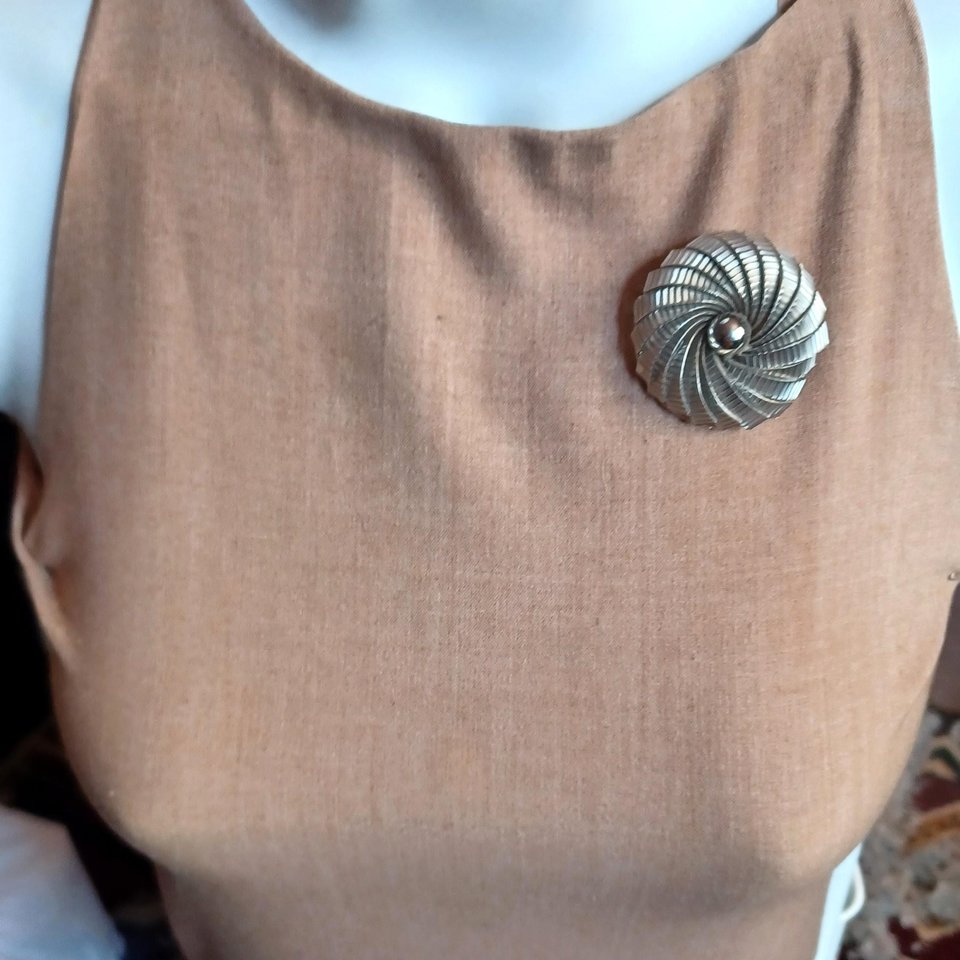 Kramer of New York Silver Tone Round Spiral Brooch