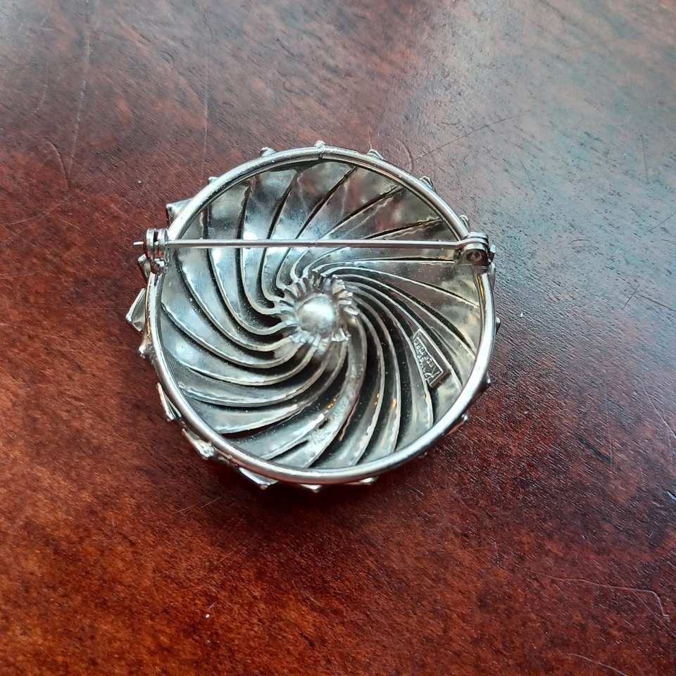 Kramer of New York Silver Tone Round Spiral Brooch