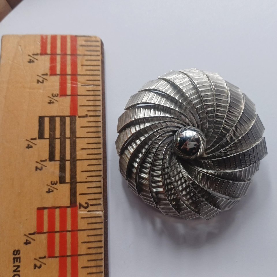 Kramer of New York Silver Tone Round Spiral Brooch
