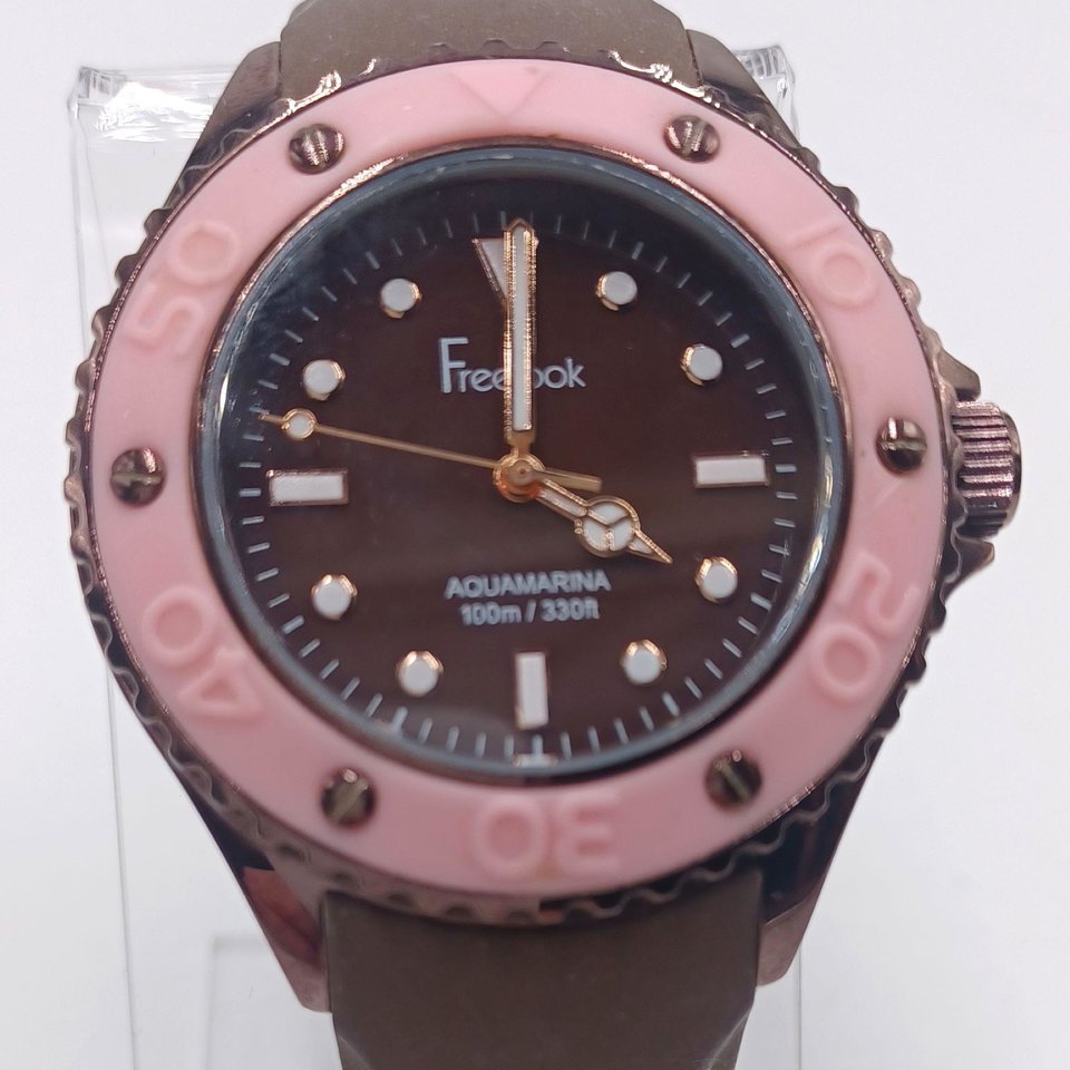 Freelook Ladies Analog Quartz Watch, Pink and Brown Model HA9035/5B, New Battery