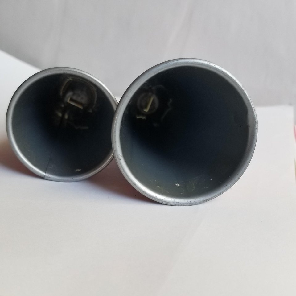 Pair of  1950's Tin Toy Litho Noise Maker Birthday Party Horns