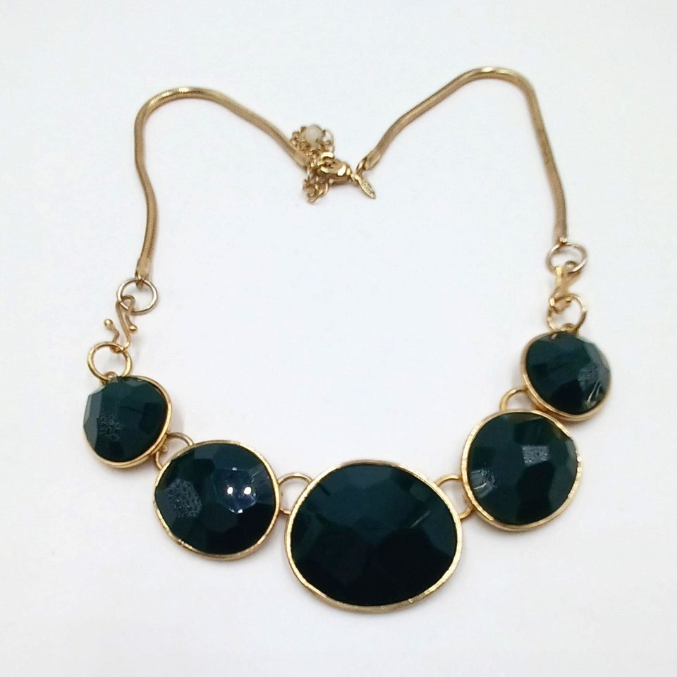 Vintage AVON Versatile Gold Tone and Green Statement Necklace, 3 Necklaces in 1