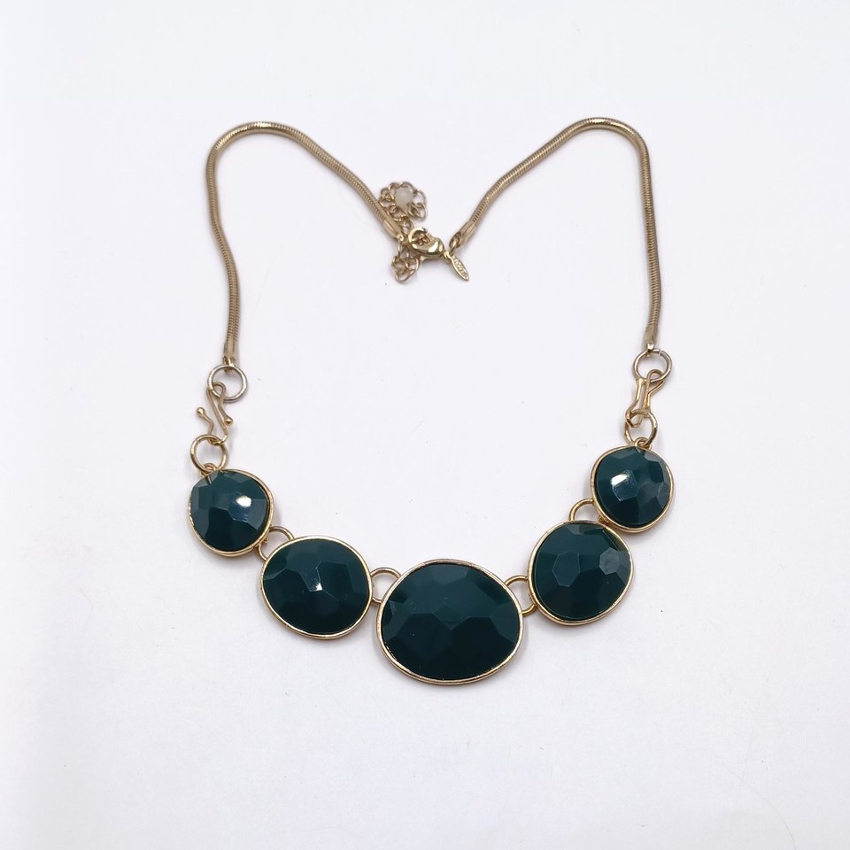 Vintage AVON Versatile Gold Tone and Green Statement Necklace, 3 Necklaces in 1