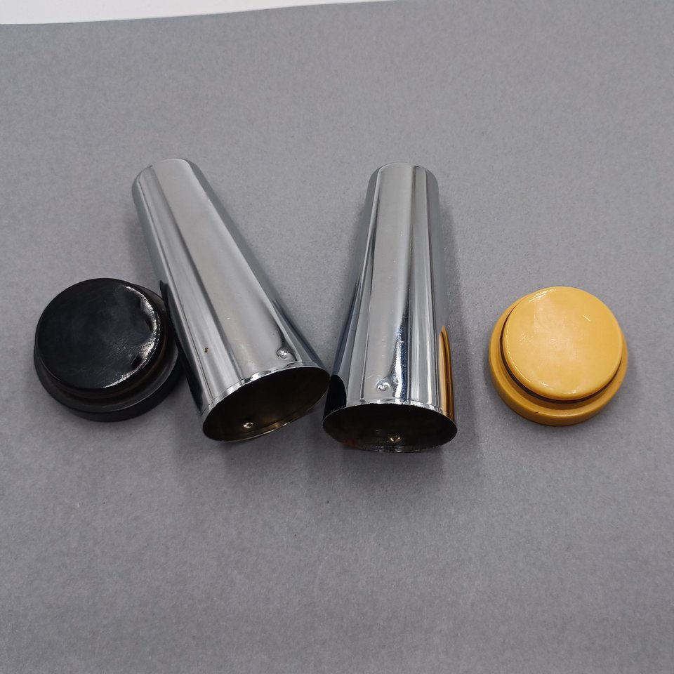 Vintage Mid Century Modernist Chrome Taper Salt and Pepper Shakers