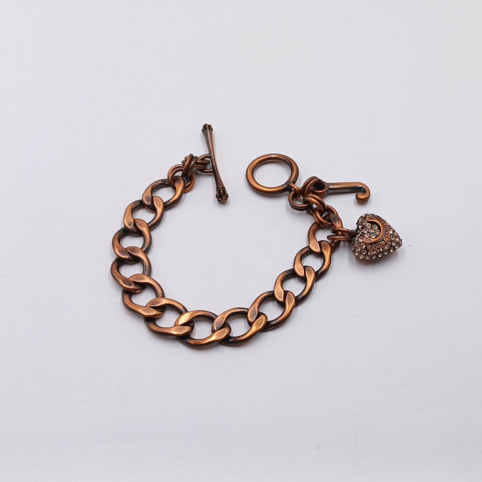 Juicy Couture Copper and Rhinestones Curb Chain Bracelet