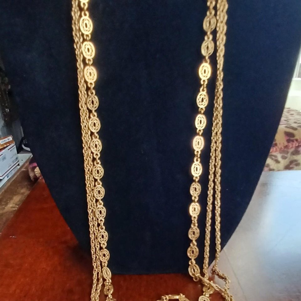 MONET Multi-strand Gold Tone Chain Necklace