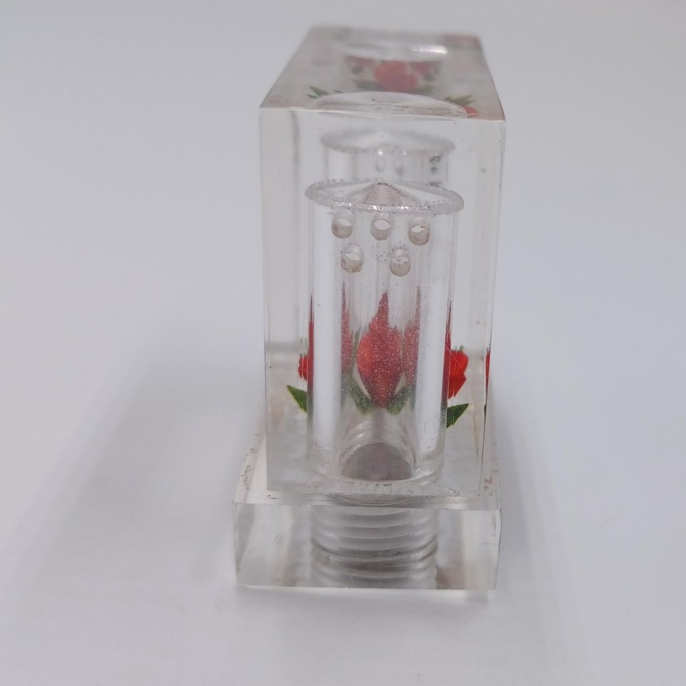 Vintage Lucite Salt and Pepper Single Unit with Encased Rose in the Center