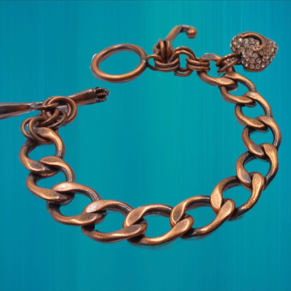 Juicy Couture Copper and Rhinestones Curb Chain Bracelet