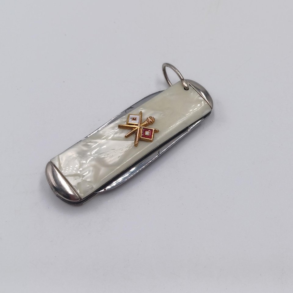 Vintage Imperial Signal Corps 2 Blade Folding Pocket Knife with Pearl Handle
