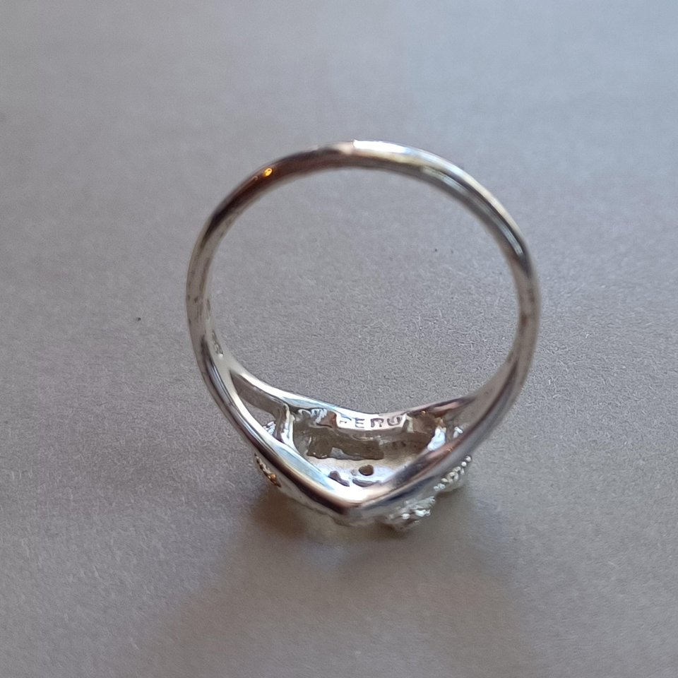 Sterling Silver Heart "Mom" Ring Made in Peru, Size 6.75, Gift for Mom, New Mom, Wife