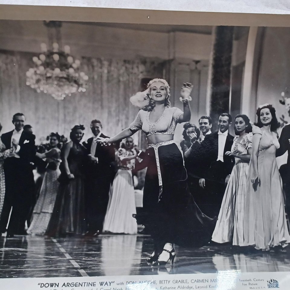 Vintage 1940 Photo of Movie "Down Argentine Way" 8 x 10 Black and White Original Studio Photograph, Betty Grable