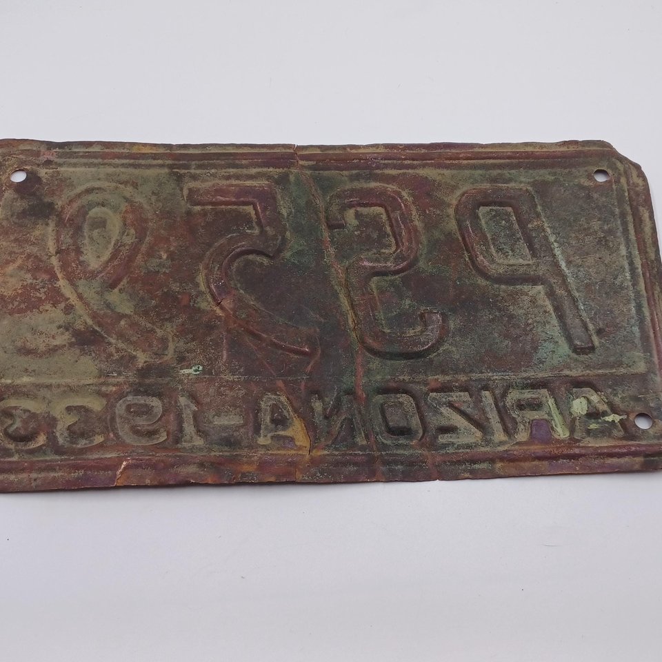 Vintage Arizona 1933 Copper Licence Plate, Collectible, Man Cave Item, Gift for Him, Garage Decor