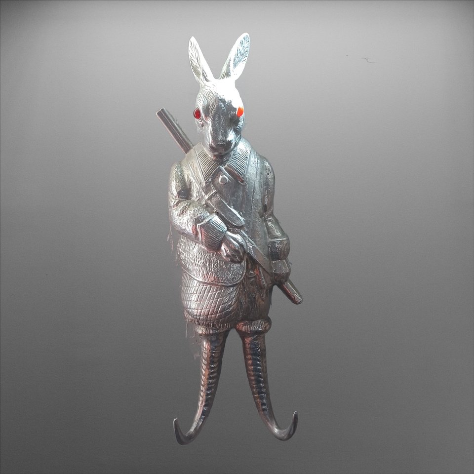 Arthur Court 1978 Aluminum Casting Hunting Rabbit Coat/Hat Hooks, Vintage Wall Decor, Functional Art