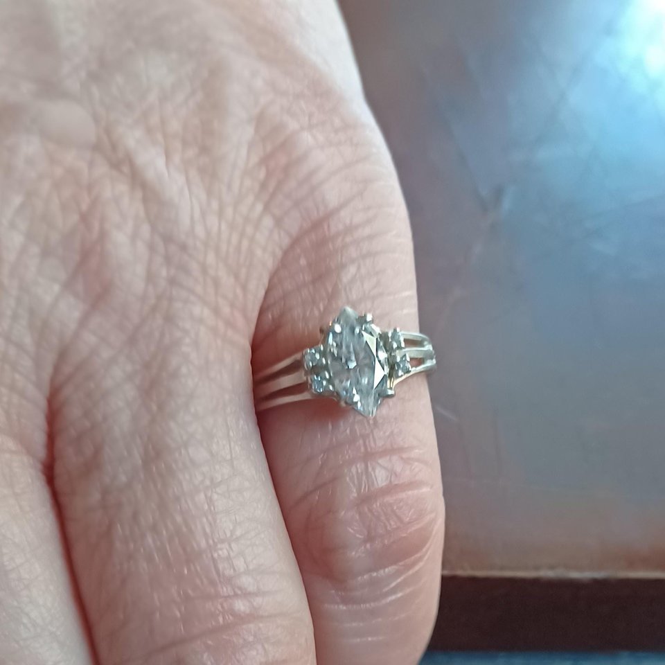 Sterling Silver Cubic Zirconia Solitaire Ring, Size 6