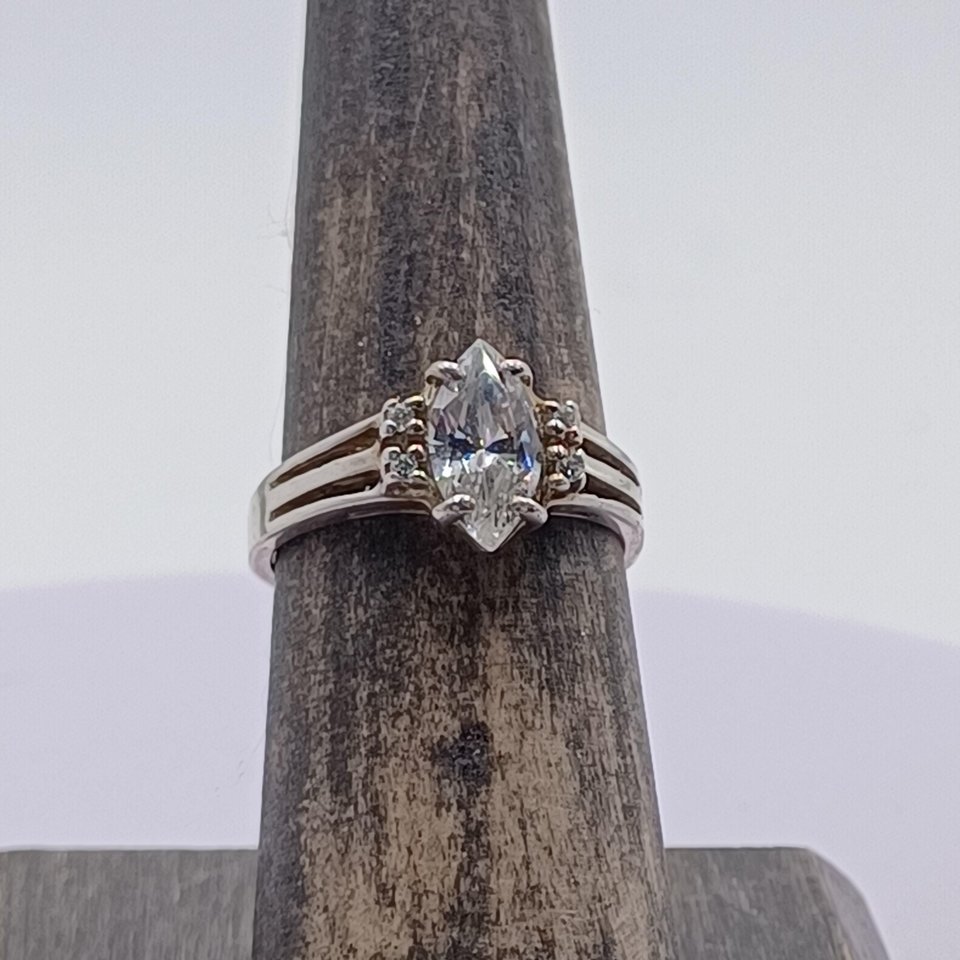 Sterling Silver Cubic Zirconia Solitaire Ring, Size 6