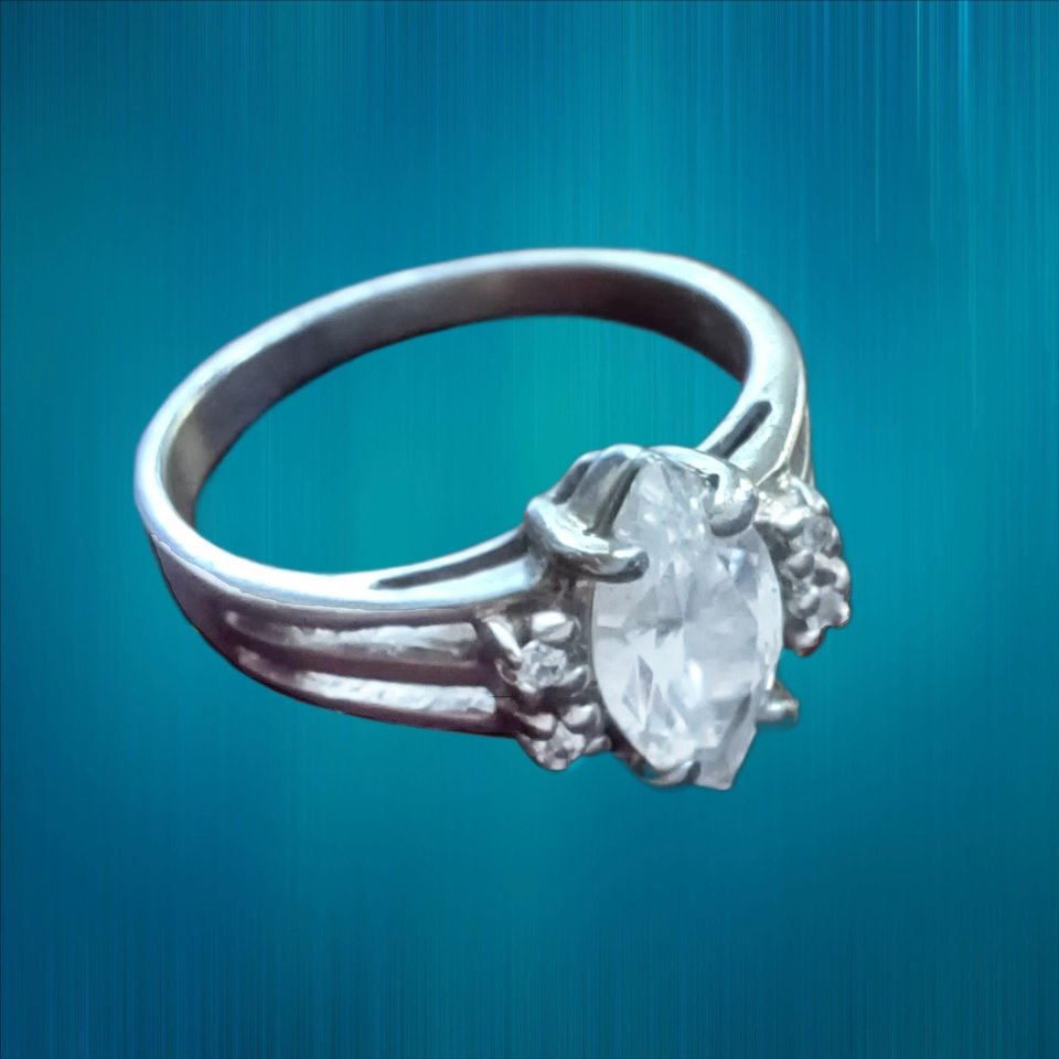 Sterling Silver Cubic Zirconia Solitaire Ring, Size 6