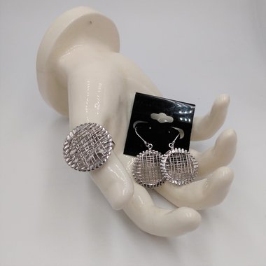 Vintage 925 Sterling Silver Weave Dangle Earrings and Matching Ring (size 6.5 ), Great Gift